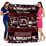 custom south carolina gamecocks floral stripes garnet white blanket best selling
