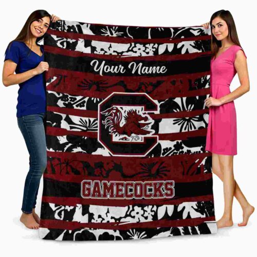 custom south carolina gamecocks floral stripes garnet white blanket fashion forward