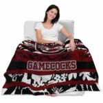 custom south carolina gamecocks floral stripes garnet white blanket best selling