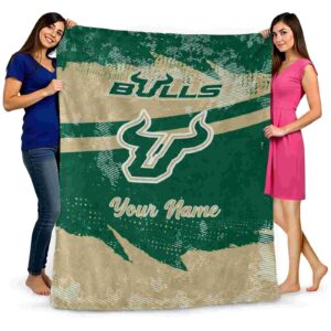 custom south florida bulls grunge streaks green blanket fashion forward