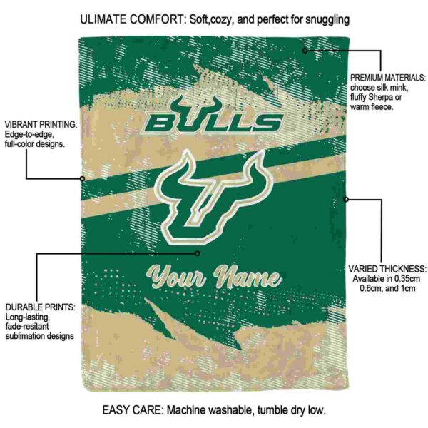 custom south florida bulls grunge streaks green blanket new arrival