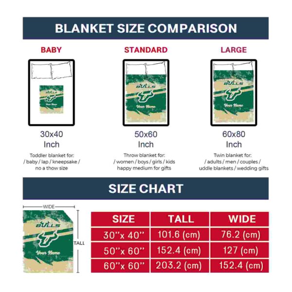 custom south florida bulls grunge streaks green blanket trendy