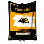 custom southern miss golden eagles paint strokes black white blanket best selling