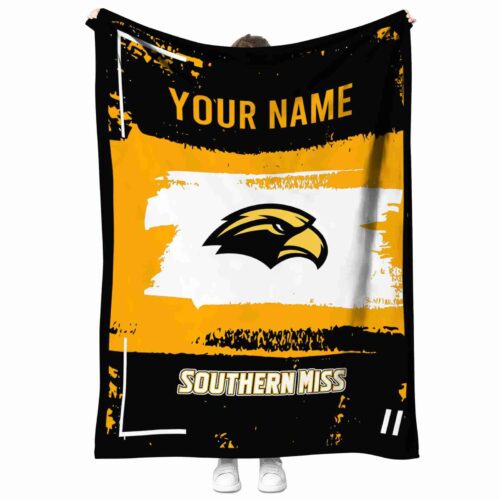 custom southern miss golden eagles paint strokes black white blanket best selling