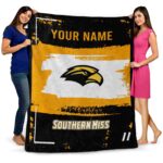 custom southern miss golden eagles paint strokes black white blanket best selling