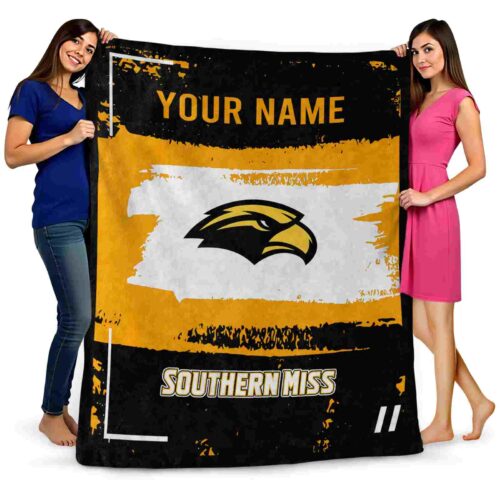 custom southern miss golden eagles paint strokes black white blanket fashion forward