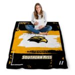 custom southern miss golden eagles paint strokes black white blanket best selling