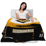 custom southern miss golden eagles paint strokes black white blanket best selling