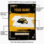custom southern miss golden eagles paint strokes black white blanket best selling