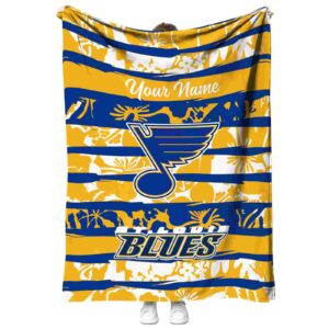 custom st louis blues floral stripes blue white blanket best selling