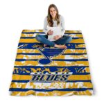 custom st louis blues floral stripes blue white blanket high quality