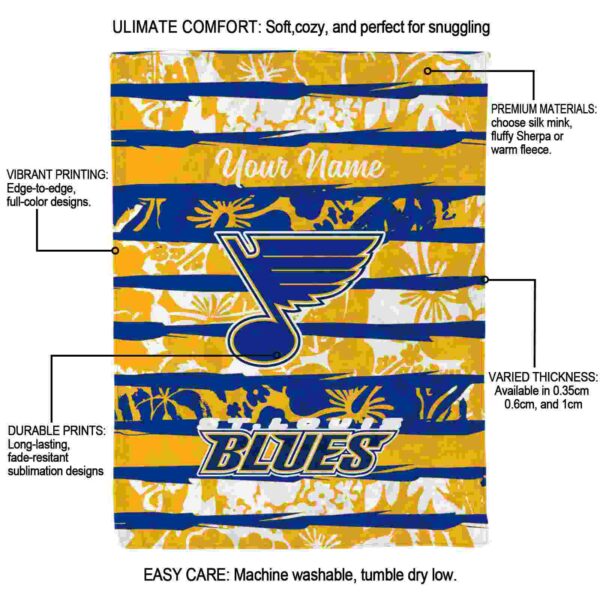 custom st louis blues floral stripes blue white blanket new arrival