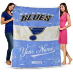 custom st louis blues grunge texture blue white blanket best selling