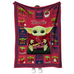 custom st louis cardinals baby yoda red blanket best selling