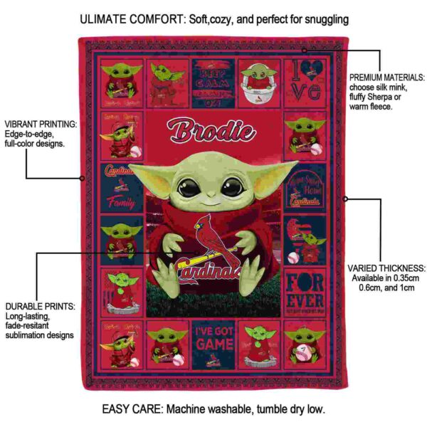 custom st louis cardinals baby yoda red blanket new arrival