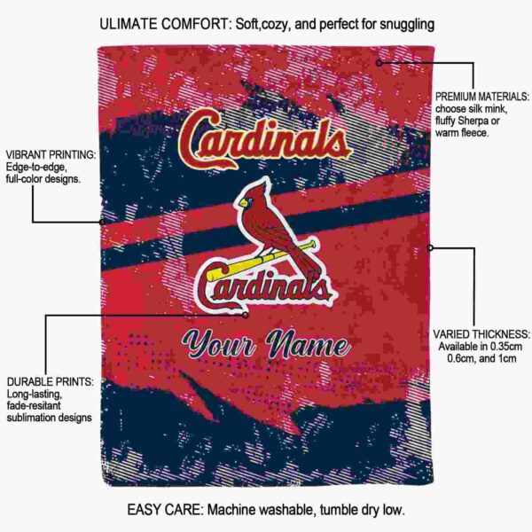 custom st louis cardinals grunge streaks red blanket new arrival