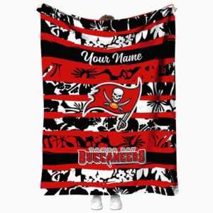 custom tampa bay buccaneers floral stripes red white blanket best selling
