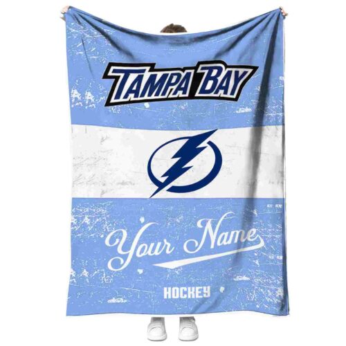 custom tampa bay lightning grunge texture blue white blanket best selling