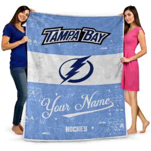 custom tampa bay lightning grunge texture blue white blanket fashion forward