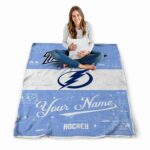 custom tampa bay lightning grunge texture blue white blanket high quality