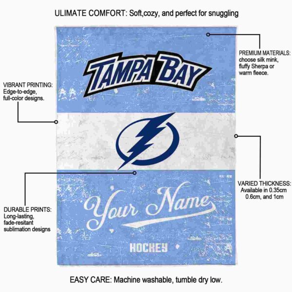custom tampa bay lightning grunge texture blue white blanket new arrival