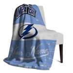 custom tampa bay lightning grunge texture blue white blanket top rated
