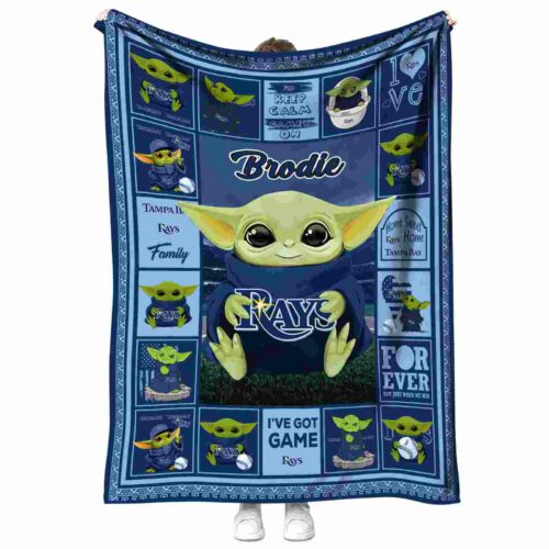custom tampa bay rays baby yoda navy blanket best selling