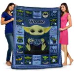custom tampa bay rays baby yoda navy blanket best selling