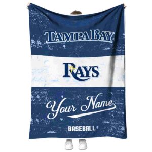 custom tampa bay rays grunge texture navy white blanket best selling