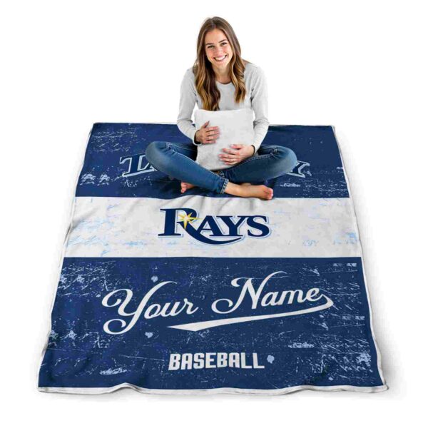 custom tampa bay rays grunge texture navy white blanket high quality