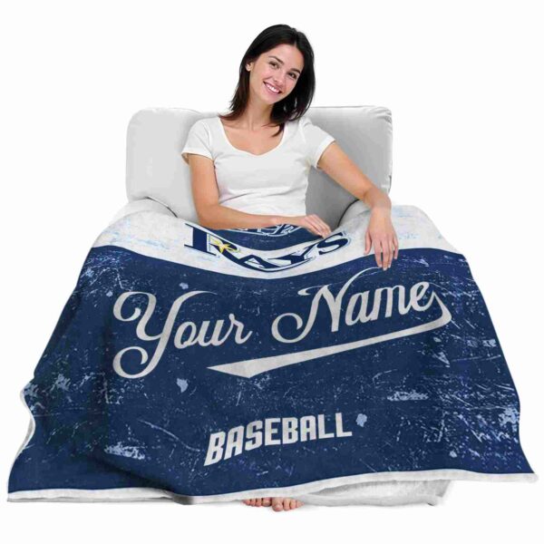 custom tampa bay rays grunge texture navy white blanket latest model