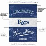 custom tampa bay rays grunge texture navy white blanket new arrival