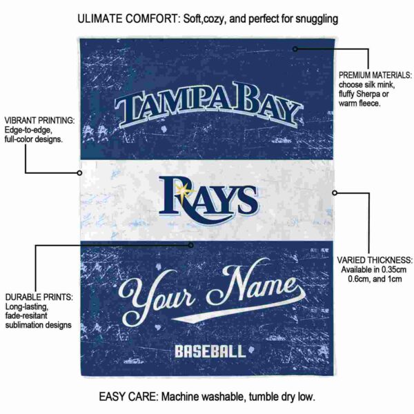 custom tampa bay rays grunge texture navy white blanket new arrival