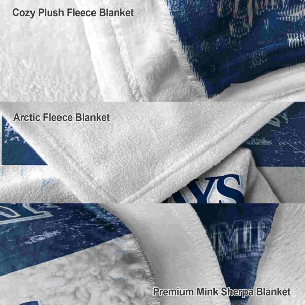 custom tampa bay rays grunge texture navy white blanket premium grade