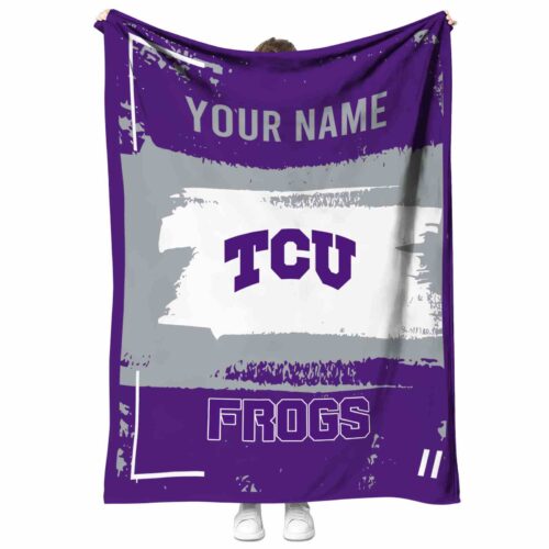 custom tcu horned frogs paint strokes purple white blanket best selling