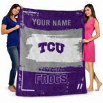 custom tcu horned frogs paint strokes purple white blanket best selling
