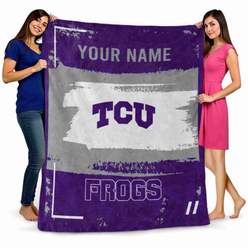 custom tcu horned frogs paint strokes purple white blanket fashion forward