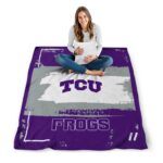 custom tcu horned frogs paint strokes purple white blanket best selling