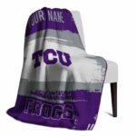 custom tcu horned frogs paint strokes purple white blanket best selling