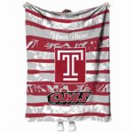 Custom Temple Owls Floral Stripes Red White Blanket 1 custom temple owls floral stripes red white blanket best selling