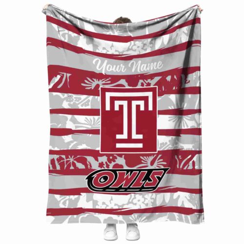 custom temple owls floral stripes red white blanket best selling