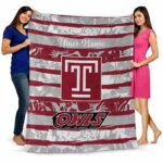 custom temple owls floral stripes red white blanket best selling