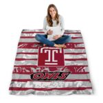 custom temple owls floral stripes red white blanket best selling