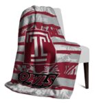 custom temple owls floral stripes red white blanket best selling