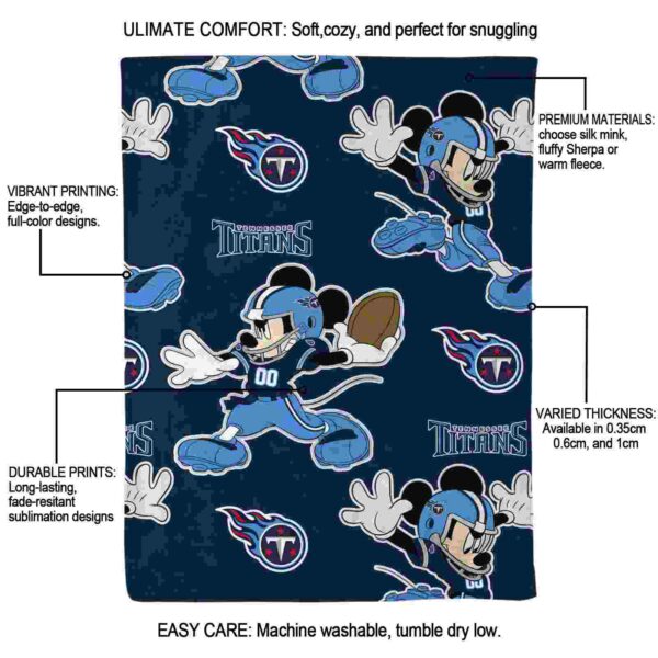 custom tennessee titans mickey navy blanket new arrival