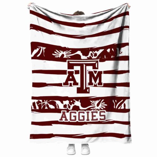 custom texas am aggies floral stripes maroon white blanket best selling
