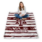 custom texas am aggies floral stripes maroon white blanket best selling