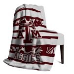 custom texas am aggies floral stripes maroon white blanket best selling