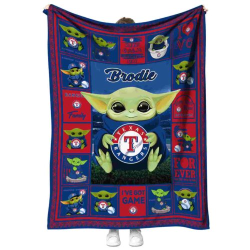 custom texas rangers baby yoda blue blanket best selling
