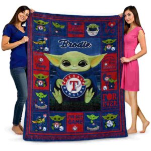 custom texas rangers baby yoda blue blanket fashion forward